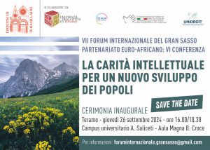 Locandina della cerimonia inaugurale del VII Forum del Gran Sasso (Italiano)