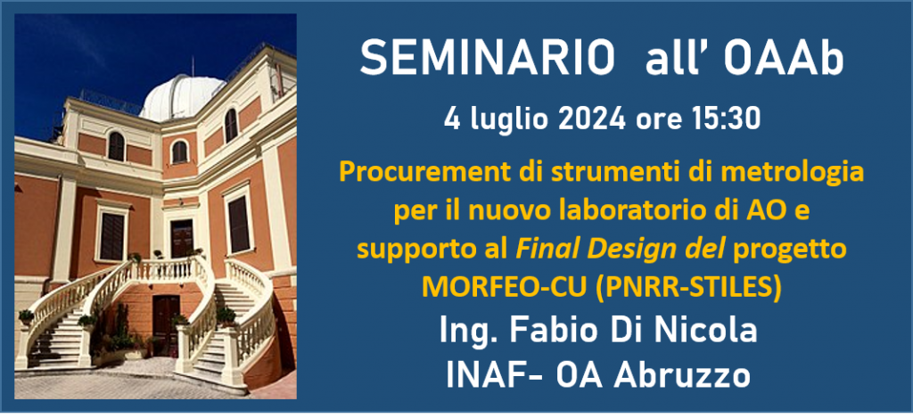 Procurement di strumenti di metrologia per il nuovo laboratorio di Ottica Adattiva e supporto al Final Design del progetto MORFEO-CU (PNRR-STILES)